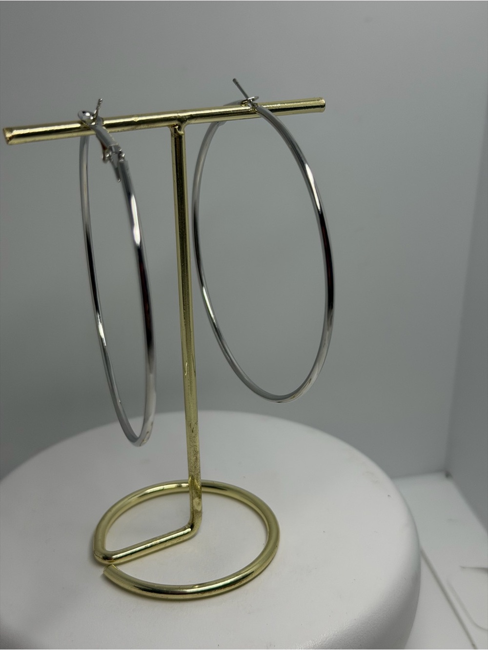 925 Sterling Silver needles Large Hoops Earrings - For Sale!